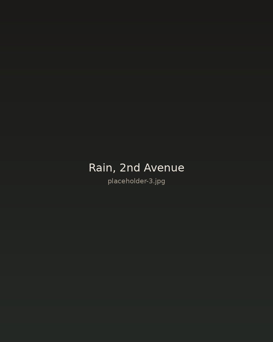 Rain on a city street at night
